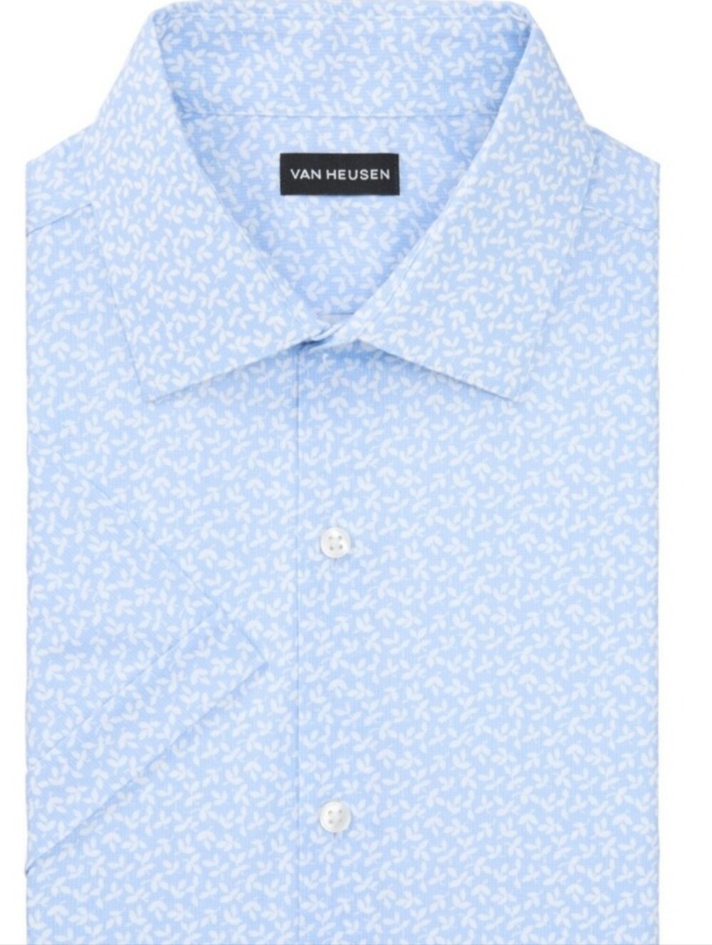 Van Heusen Men's Slim Fit Short Sleeve Dress Shirt - Blue Leaf NWT